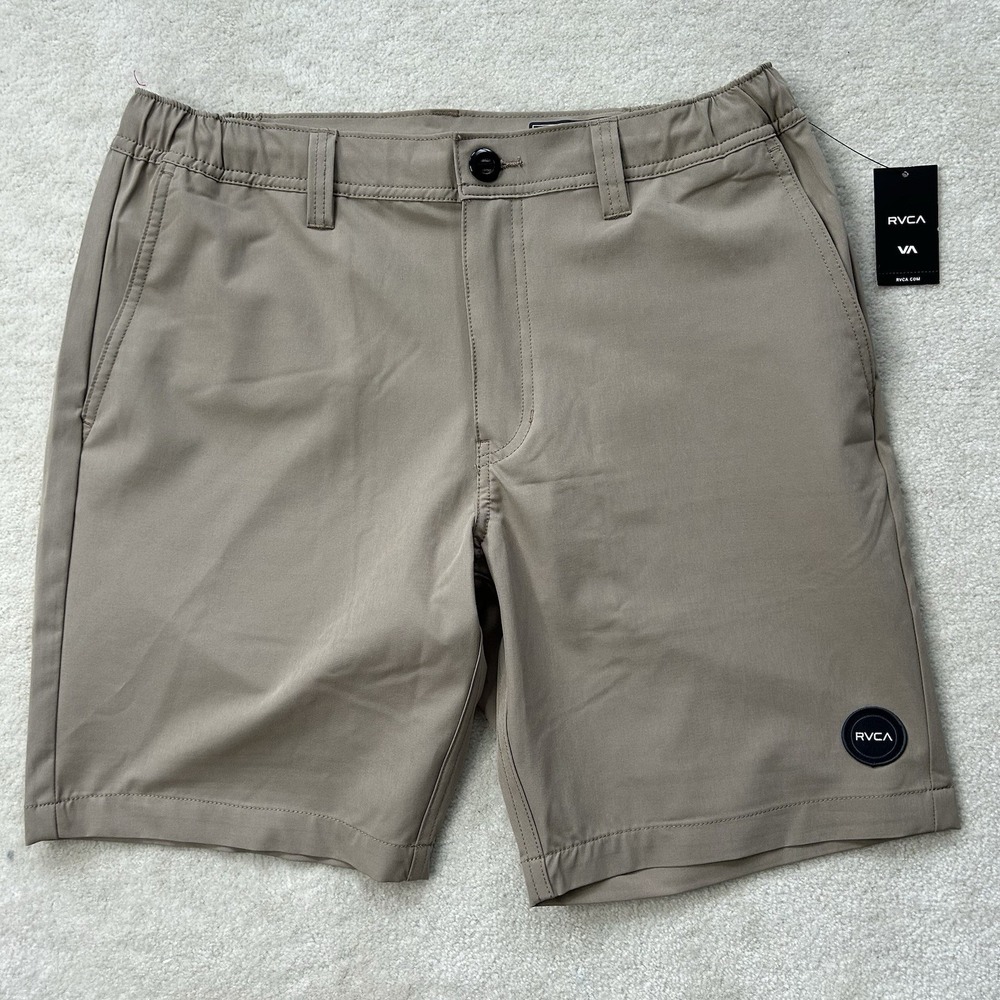 RVCA Triangle Hybrid 19" Shorts Men's 38 DKA Khaki Men's 8.5" Performance